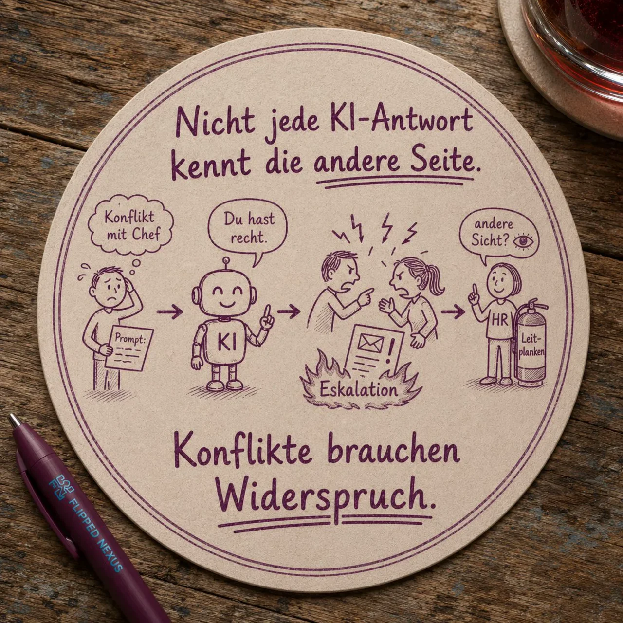 LinkedIn-Originalmotiv zum Perspektivwechsel bei KI-gestützter Konfliktreflexion.