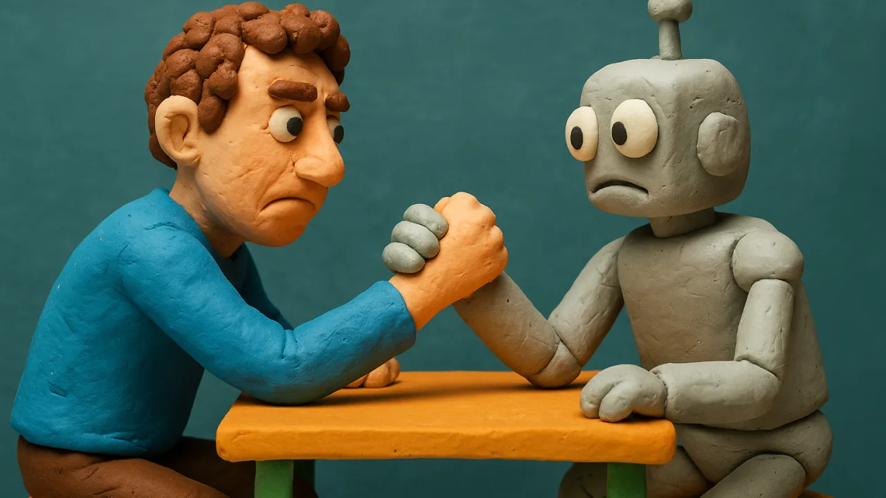 LinkedIn-Originalbild zum Vergleich menschlicher Arbeit und KI-Automatisierung.